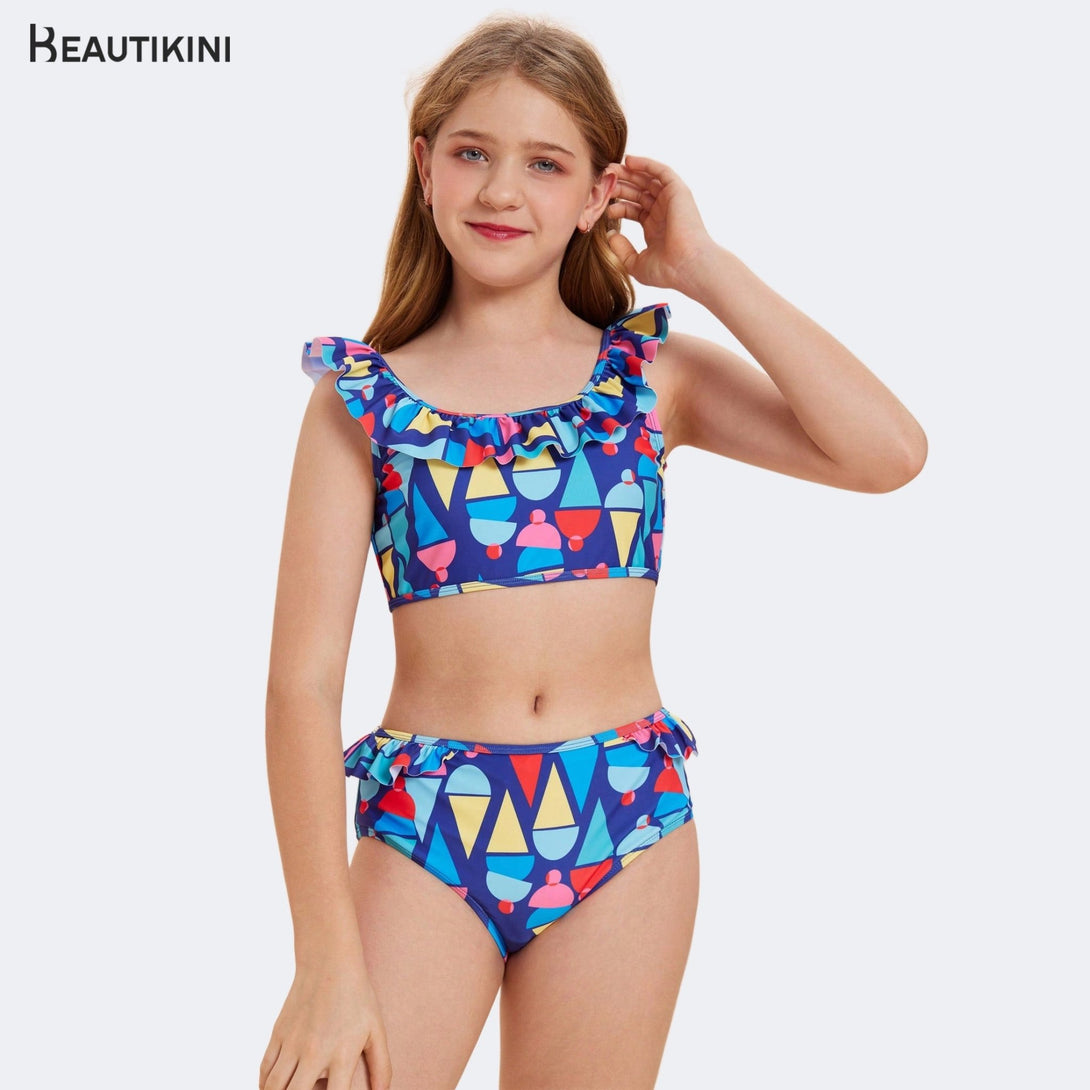 BEAUTIKINI: Ruffles & Geometric Patterns in Summer - Stylr