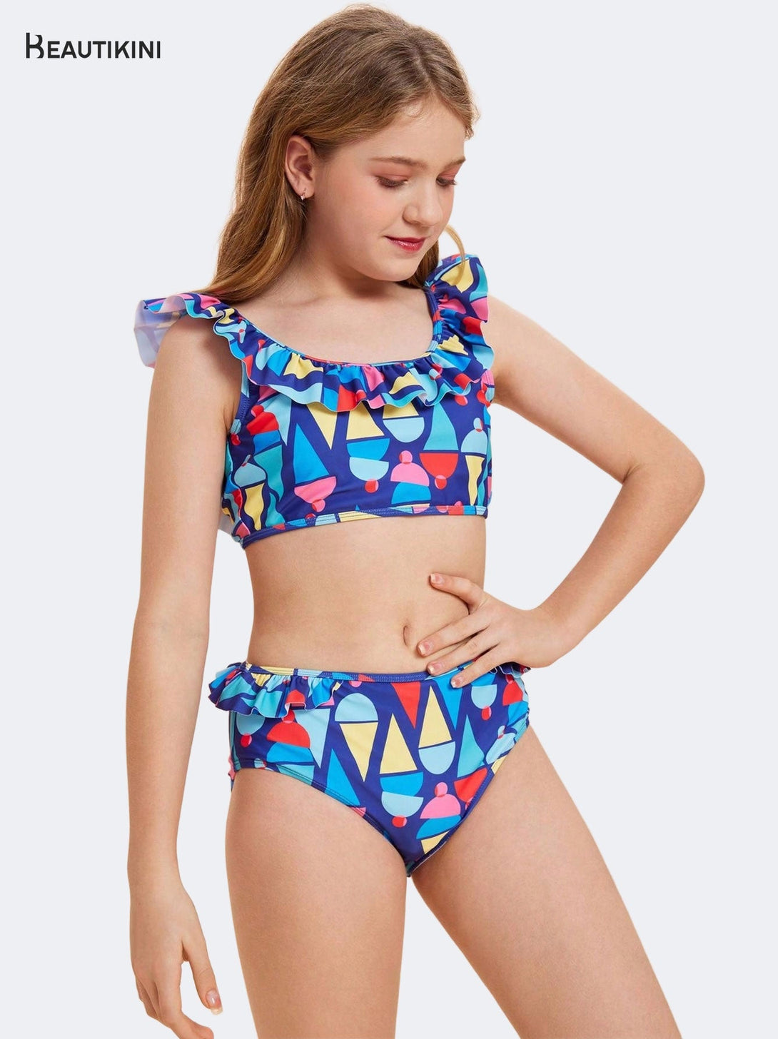 BEAUTIKINI: Ruffles & Geometric Patterns in Summer - Stylr