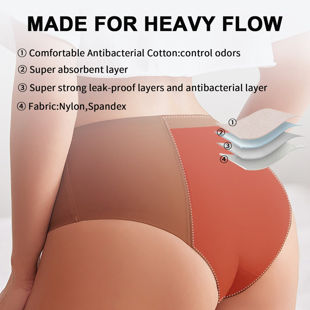 Beautikini Stretch Seamless Mid High Waisted Period Underwear - Stylr