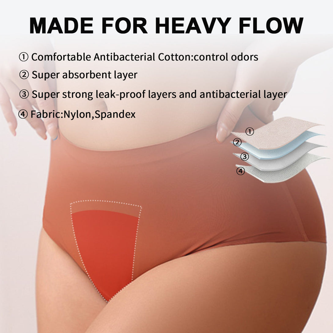 Beautikini Stretch Seamless Mid High Waisted Period Underwear - Stylr