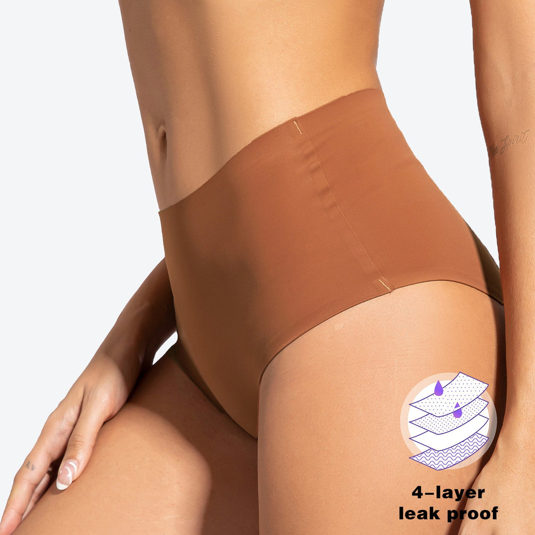 Beautikini Stretch Seamless Mid High Waisted Period Underwear - Stylr