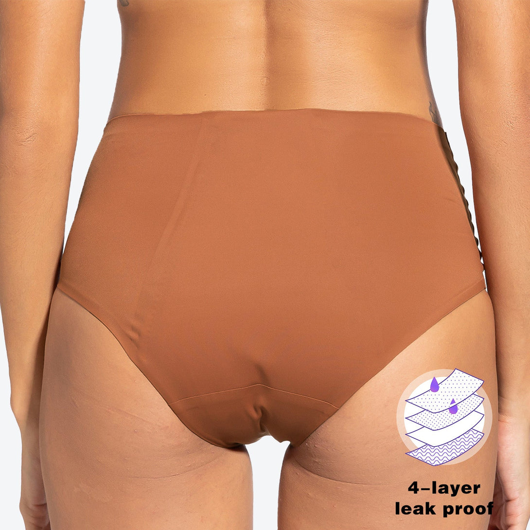 Beautikini Stretch Seamless Mid High Waisted Period Underwear - Stylr