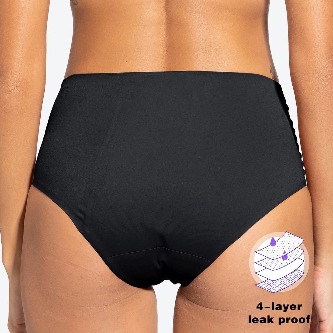 Beautikini Stretch Seamless Mid High Waisted Period Underwear - Stylr