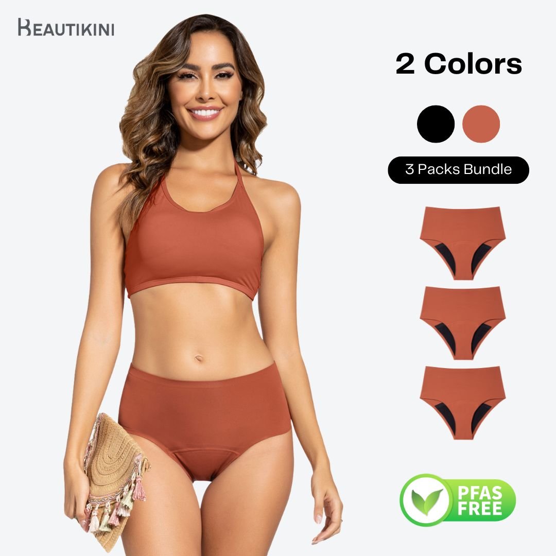 Beautikini Stretch Seamless Mid High Waisted Period Underwear - Stylr