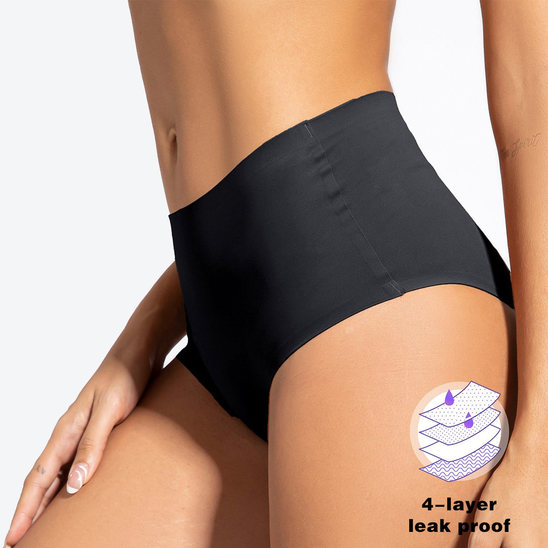 Beautikini Stretch Seamless Mid High Waisted Period Underwear - Stylr