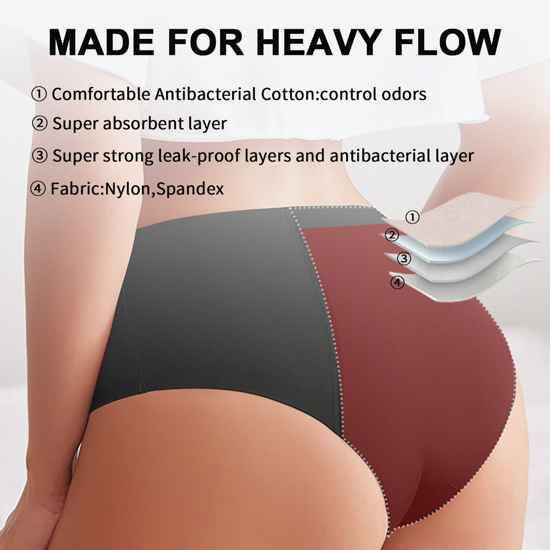 Beautikini Stretch Seamless Mid High Waisted Period Underwear - Stylr