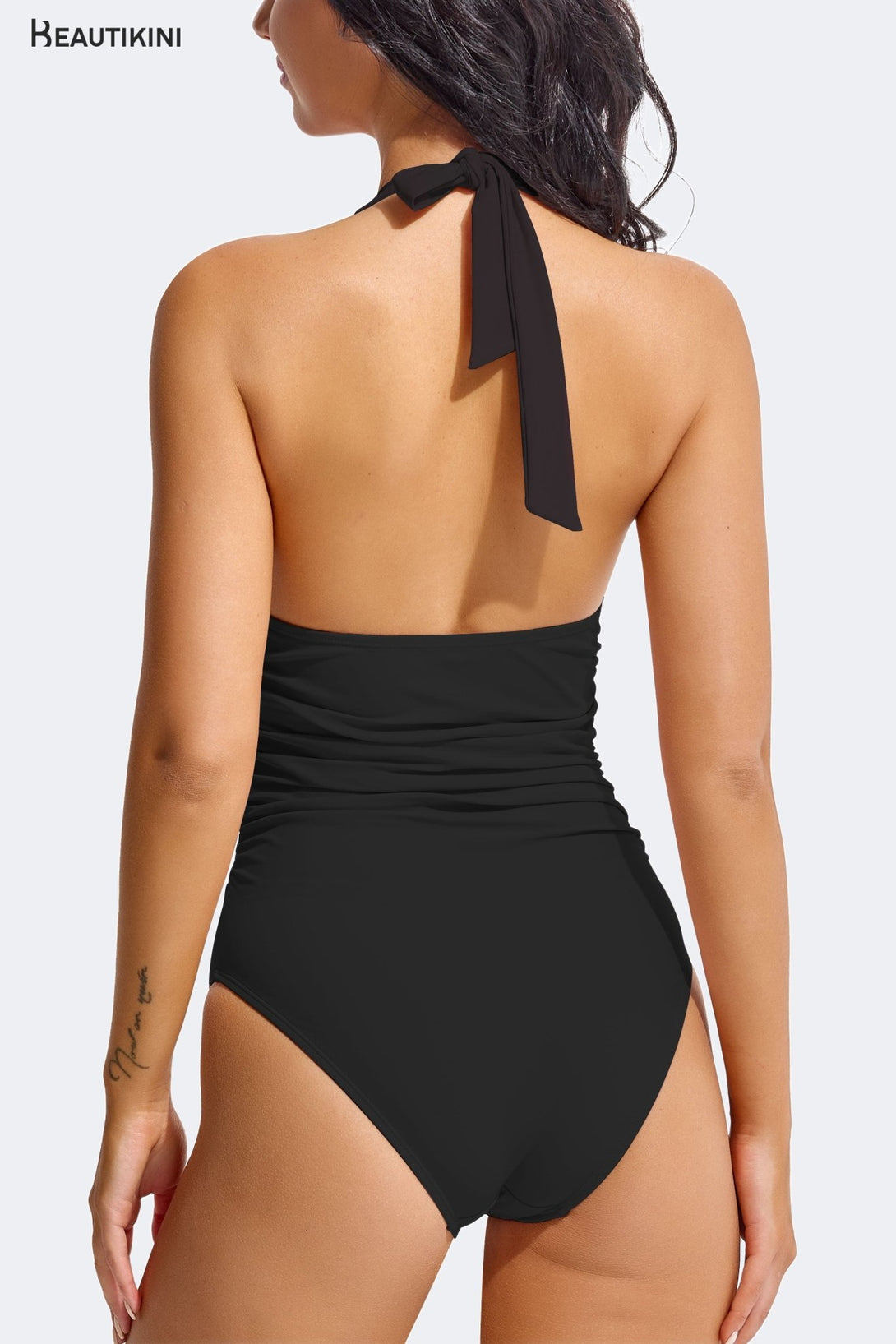 BEAUTIKINI Women's Black Halter One - Piece Swimsuit - Stylr