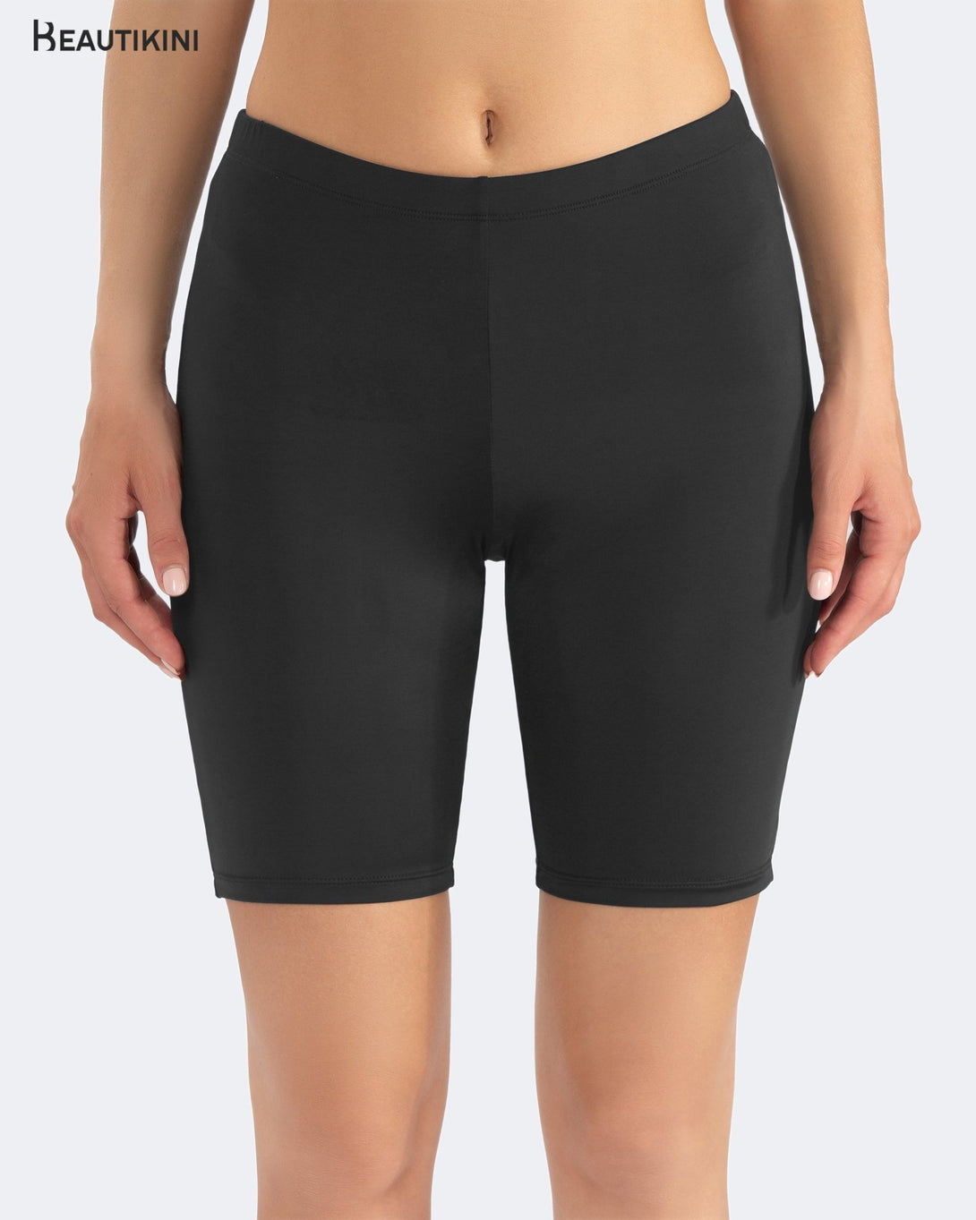 BEAUTIKINI Women's Black High - Waist Swim Shorts - Stylr