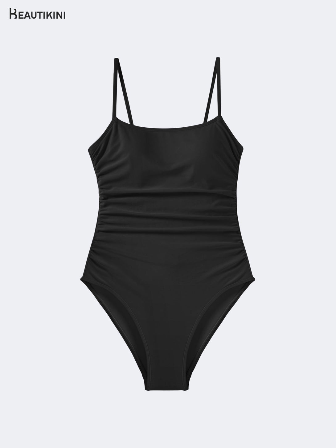 BEAUTIKINI Women's Black Straight - Neck High - Waist One - Piece Swimsuit - Stylr