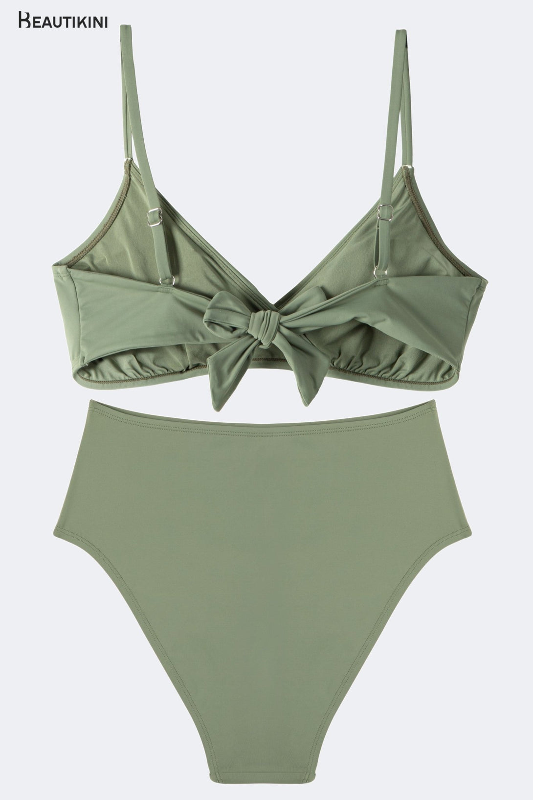 BEAUTIKINI Women's Sage Green High - Waist Bikini Set - Stylr