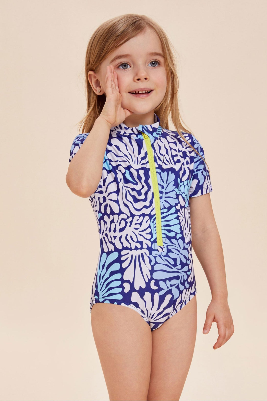 Beautikini Young Girl Coral Print One - Piece Swimsuit - Stylr