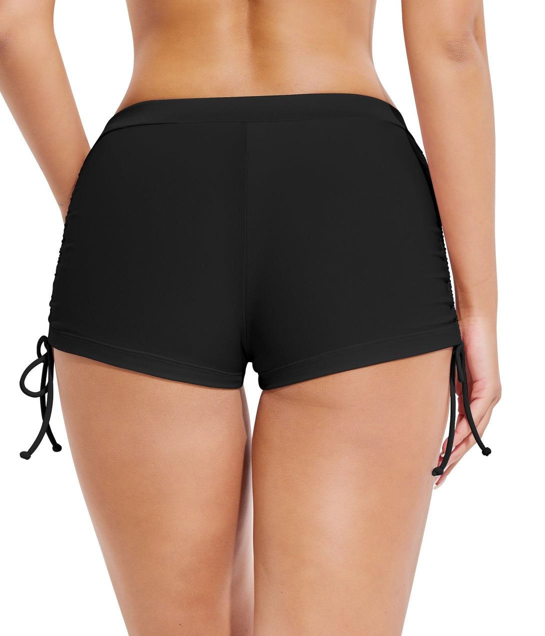 Black High Waisted Tummy Control Full Coverage Swim Shorts - Stylr