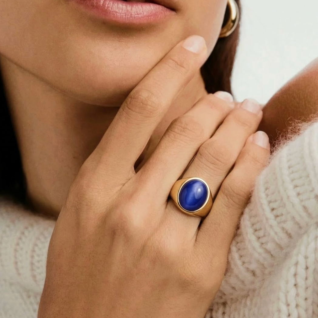 blue cats eye ring