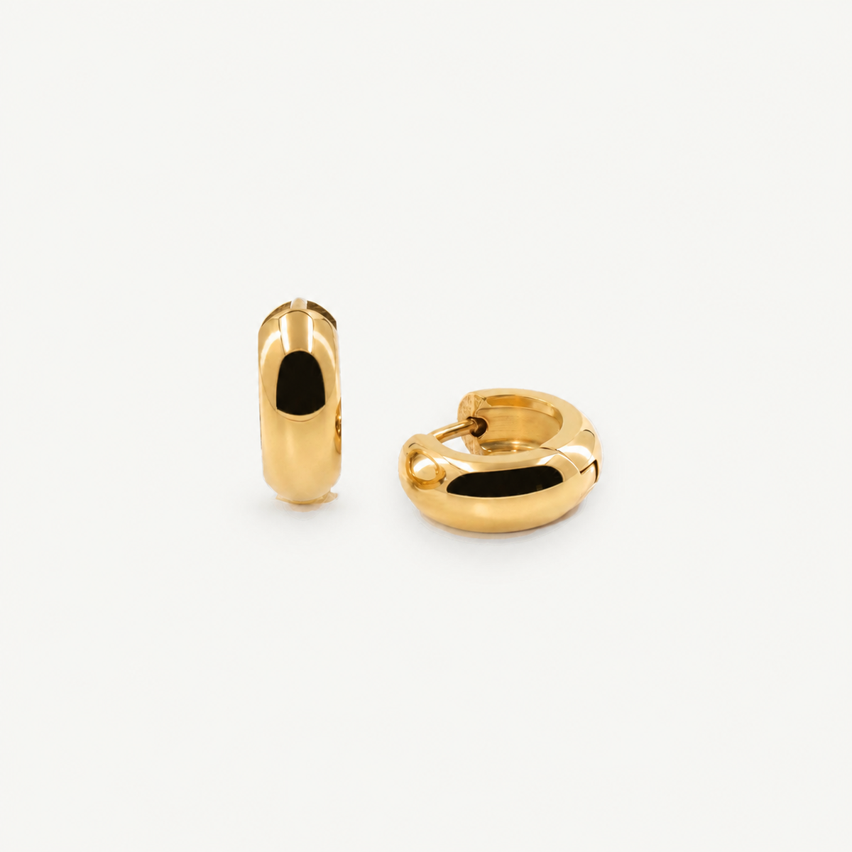 Bold Huggie Hoops - 12mm Waterproof 18K Gold Earrings