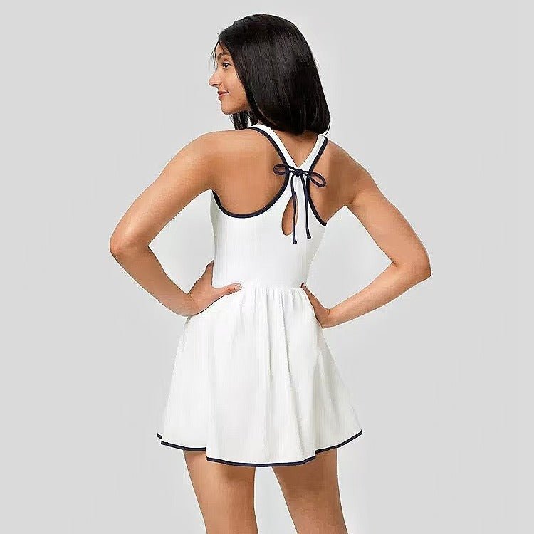 Bow Tennis Yoga Set Lightweight Navy White S5T44 - Stylr