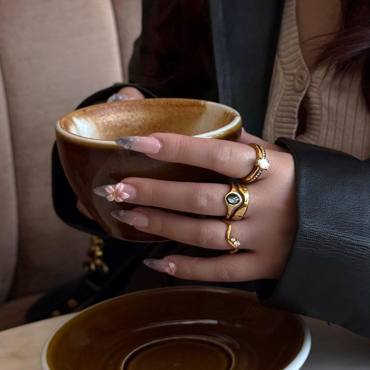 Hugo Ring, waterproof 18k gold-plated stainless steel
