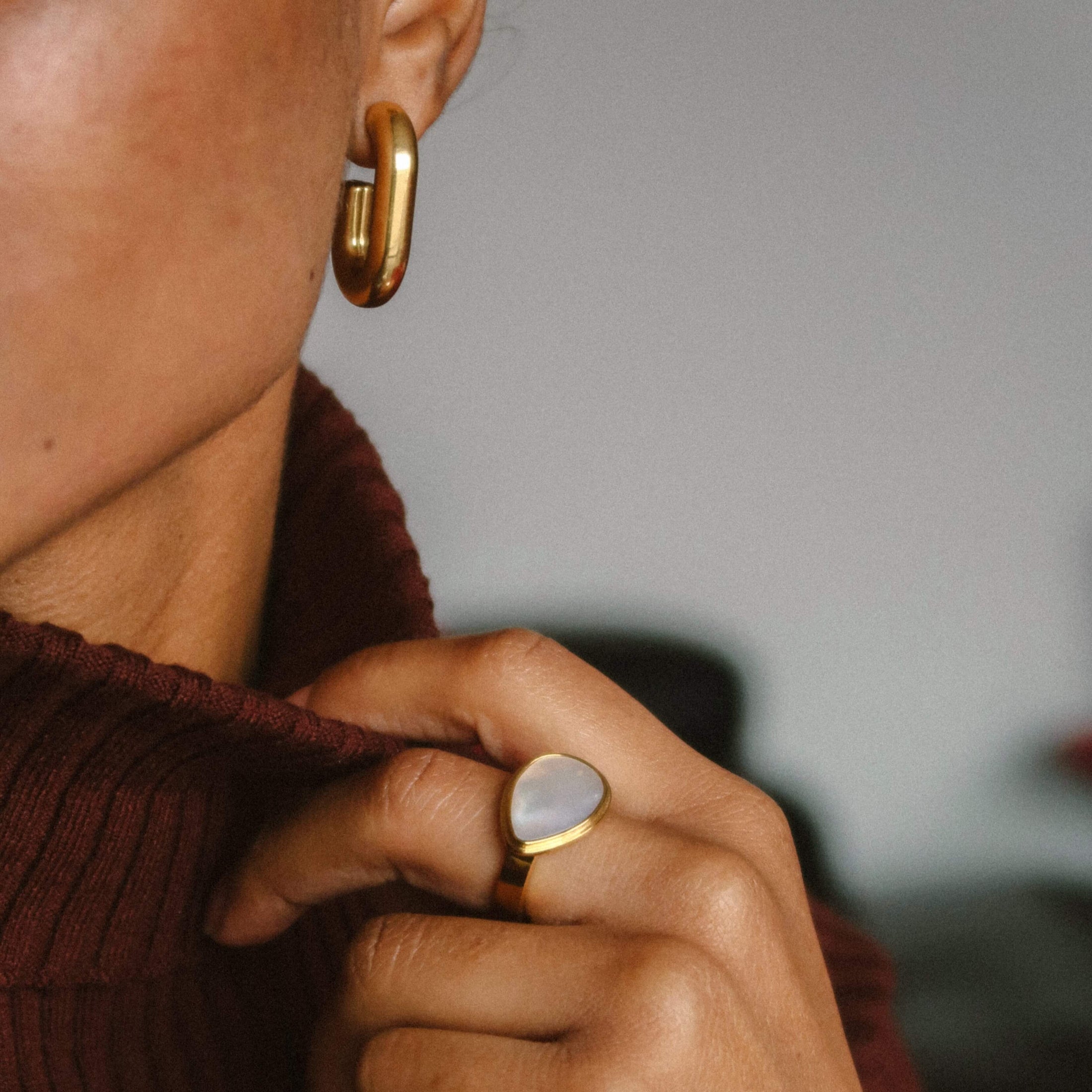 Geo Loop Earrings, waterproof 18k gold-plated stainless steel