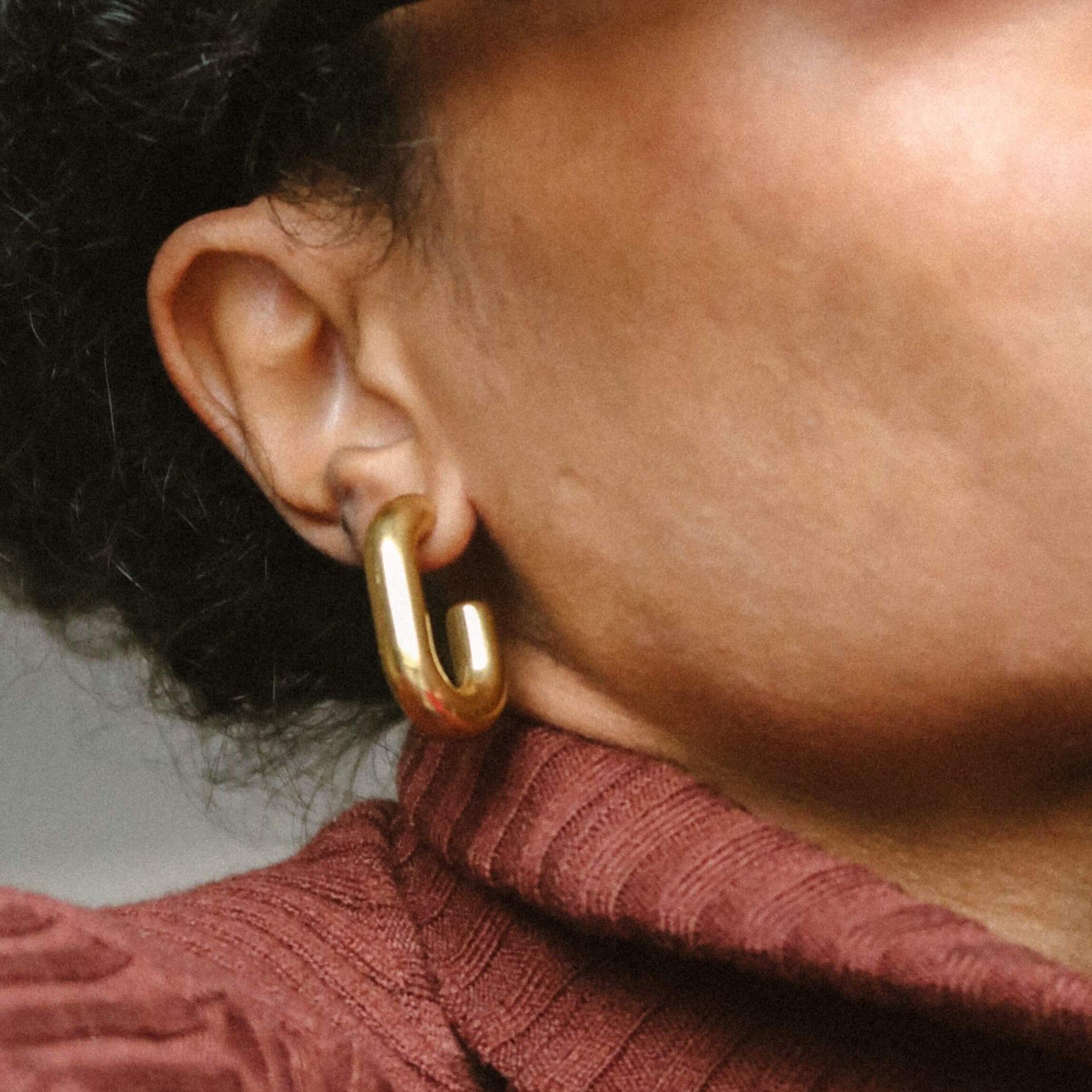 Geo Loop Earrings, waterproof 18k gold-plated stainless steel