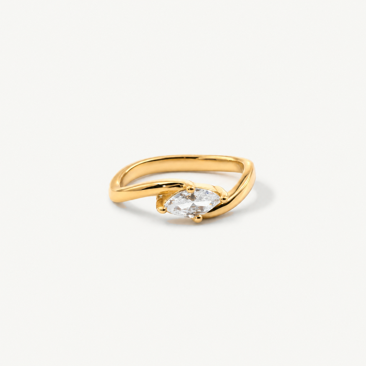 Hypoallergenic Waterproof Bypass Marquise Ring