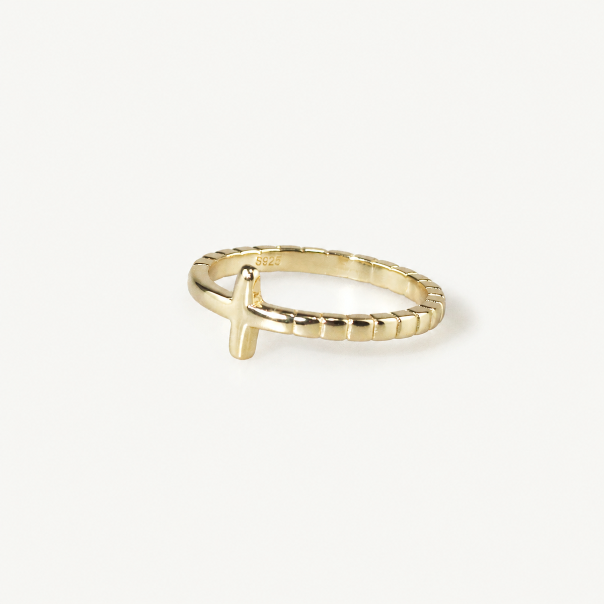 Gold Plated Cross Ring in Stainless Steel