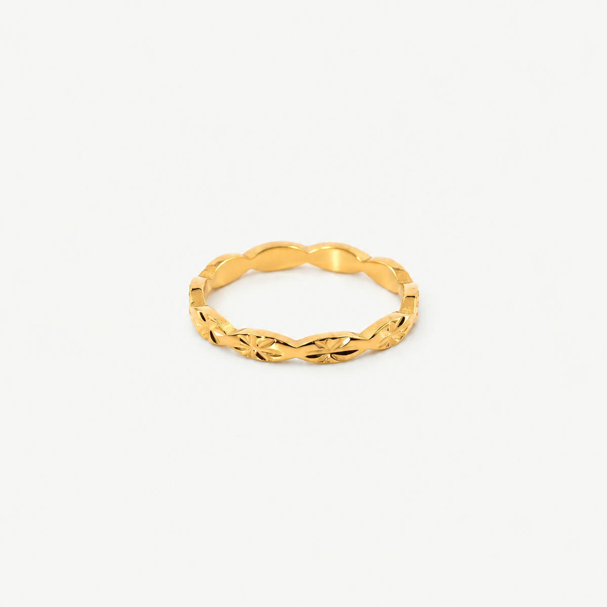 Carved Stackable Band Ring in Gold