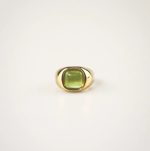 Green Cat's Eye Signet Ring – Waterproof Stainless Steel