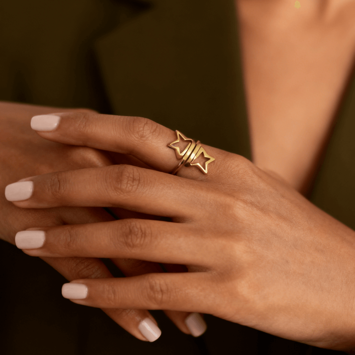 Celestial Star Wrap Ring, waterproof 18k gold-plated stainless steel