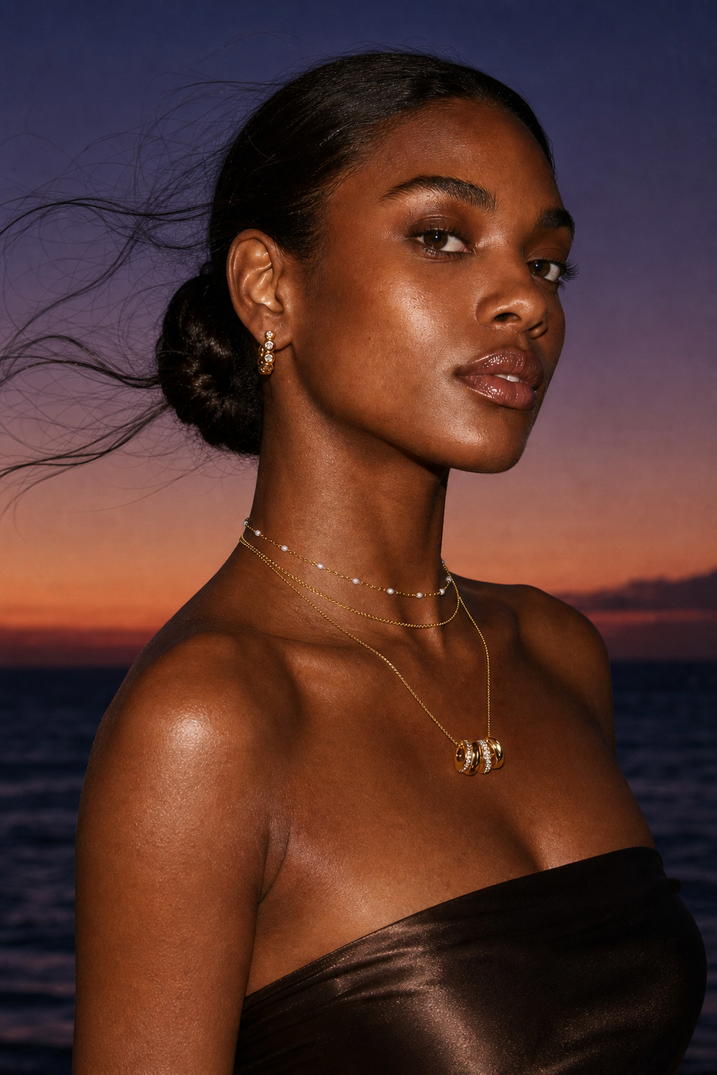 Champagne Echo jewelry set — worn