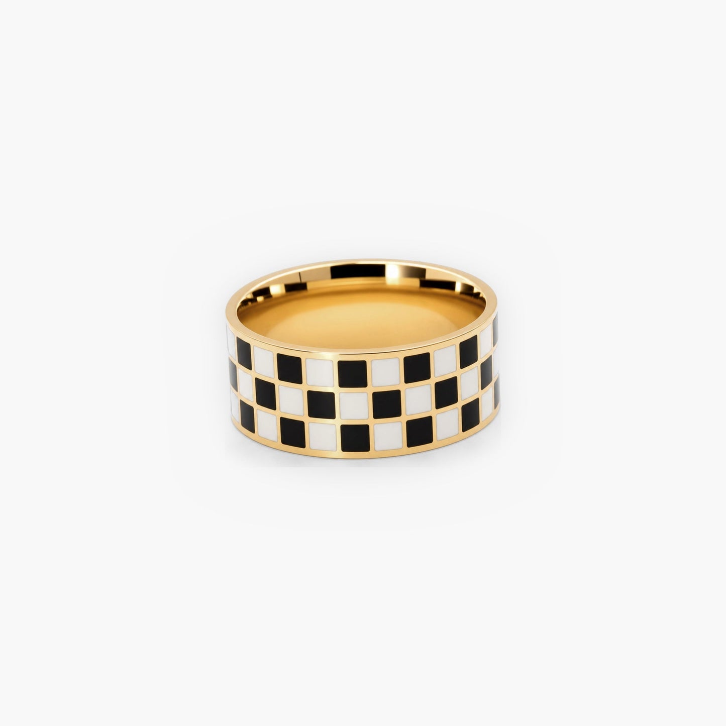 Karomuster-Bandring – 18k vergoldeter Edelstahl