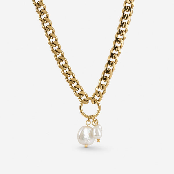 Chunky Baroque Pearl Necklace - Waterproof 18K Gold Plated