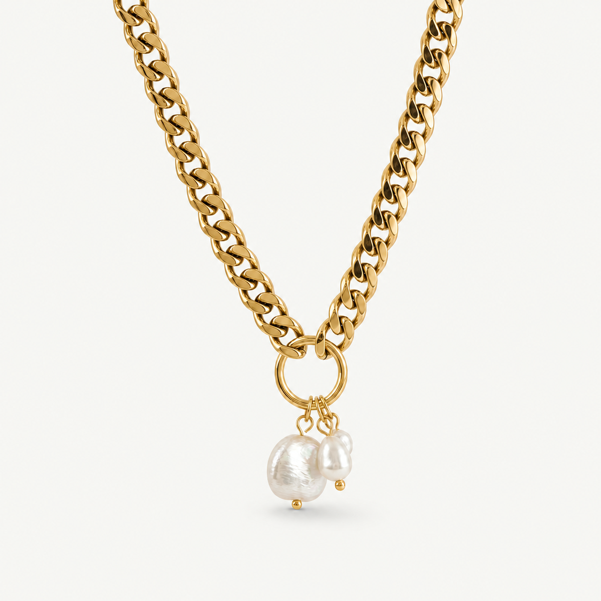 Chunky Baroque Pearl Necklace - Waterproof 18K Gold Plated