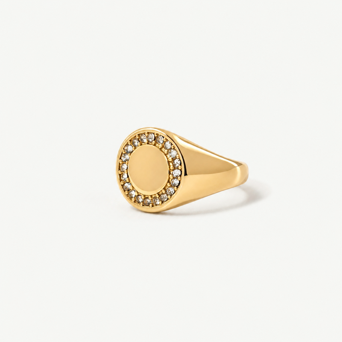 Circle Pave Signet Ring