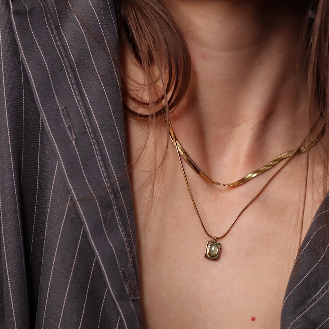 Eve Layered Necklace, waterproof 18k gold-plated stainless steel