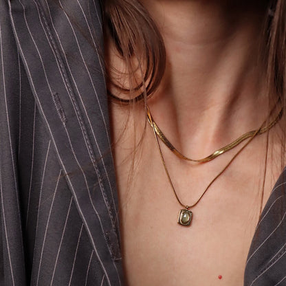 Eve Layered Necklace, waterproof 18k gold-plated stainless steel