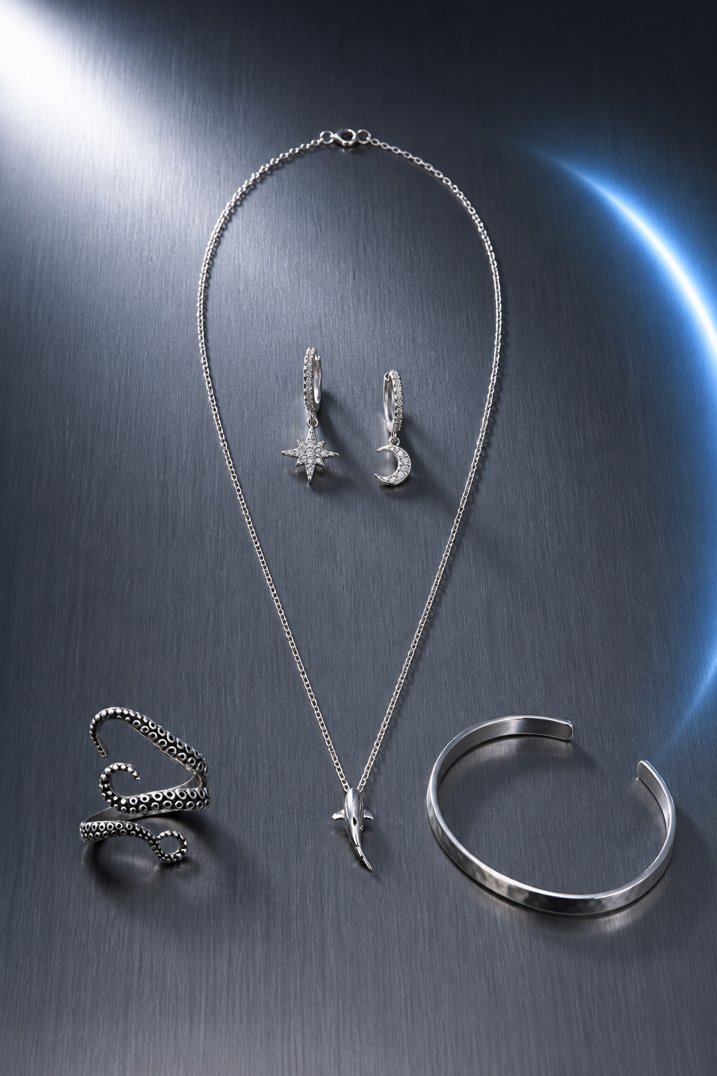 Cold Rail Set jewelry set — flat lay