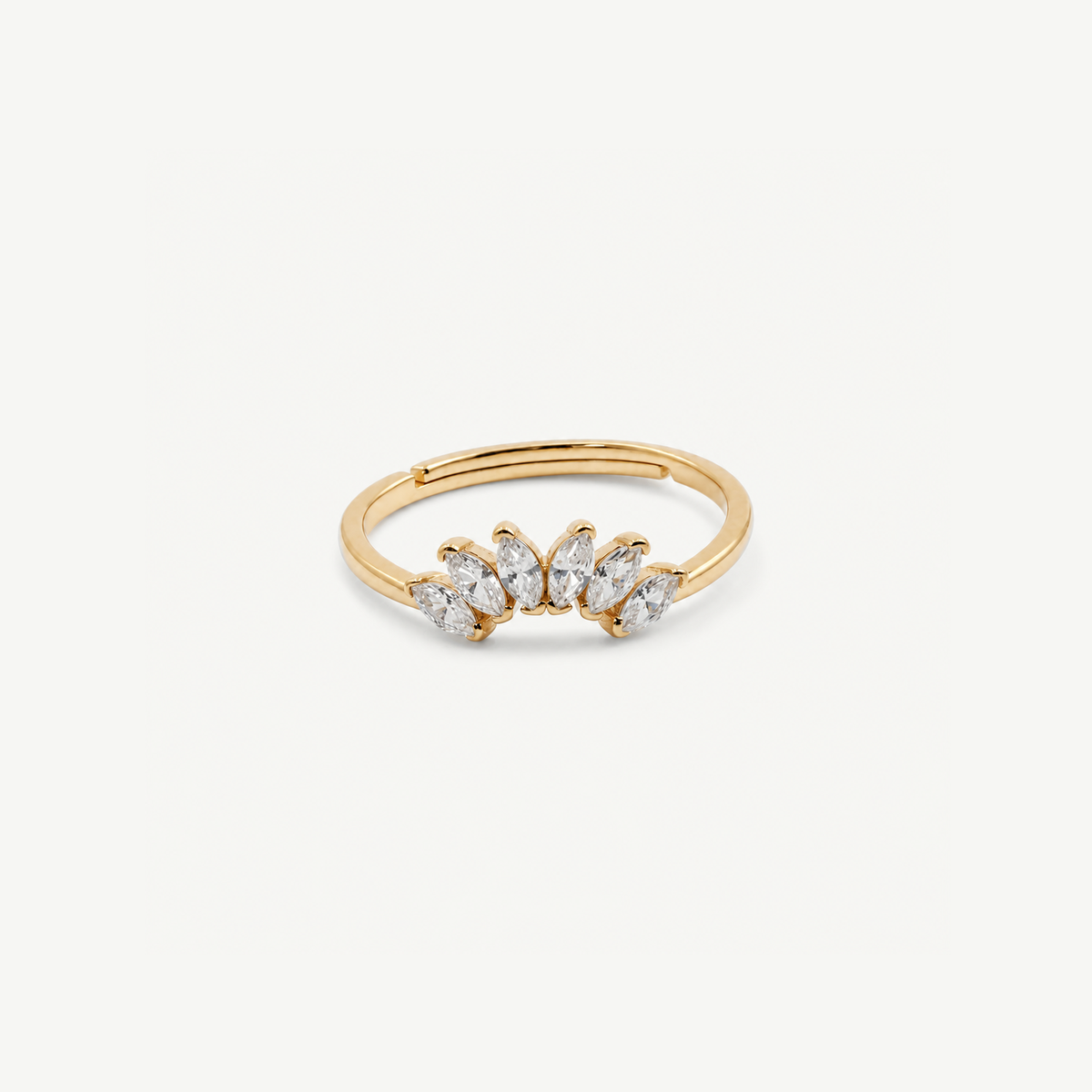 Contour Gemstone Band Ring - Gold Plated Stainless Steel