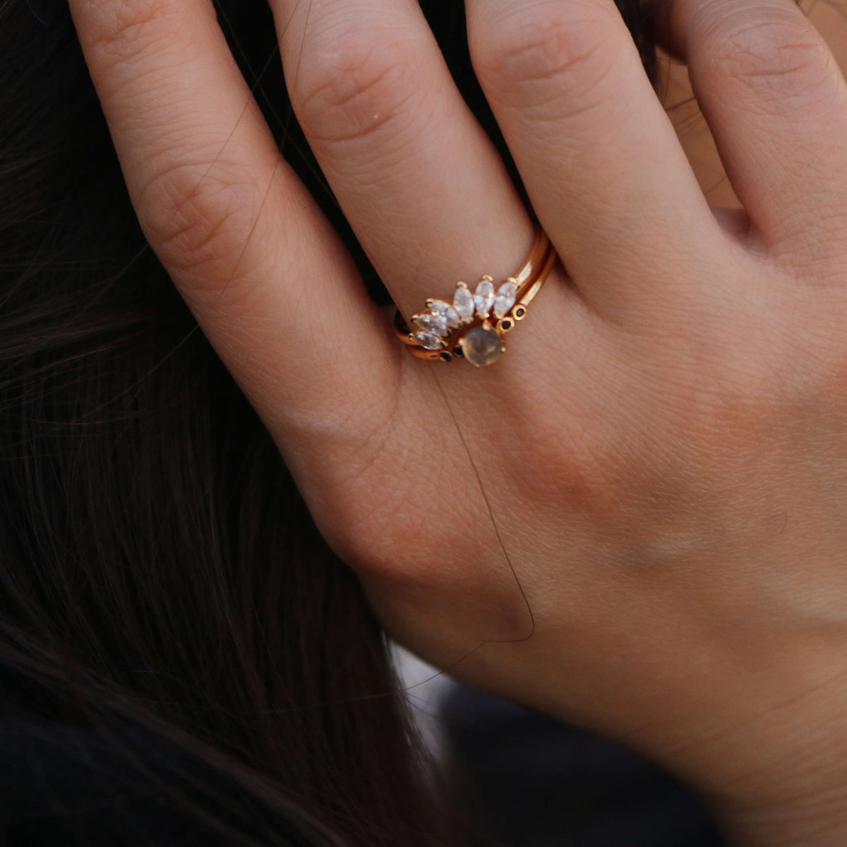 Contour Gemstone Ring Set