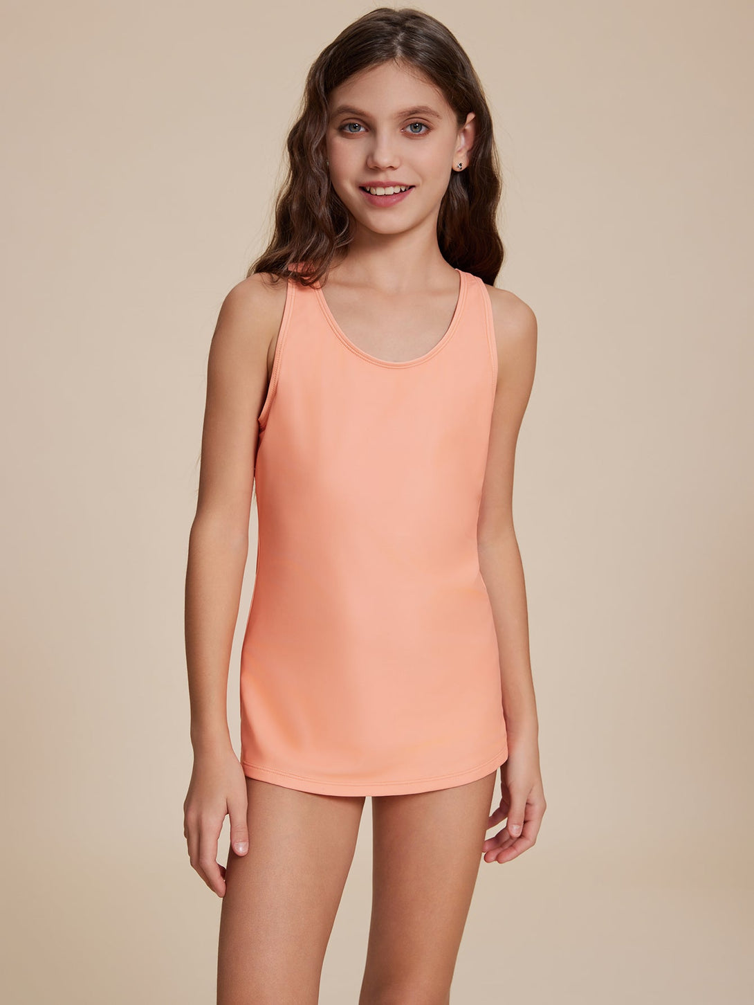 Coral Simple Skirted Swimsuit - Stylr