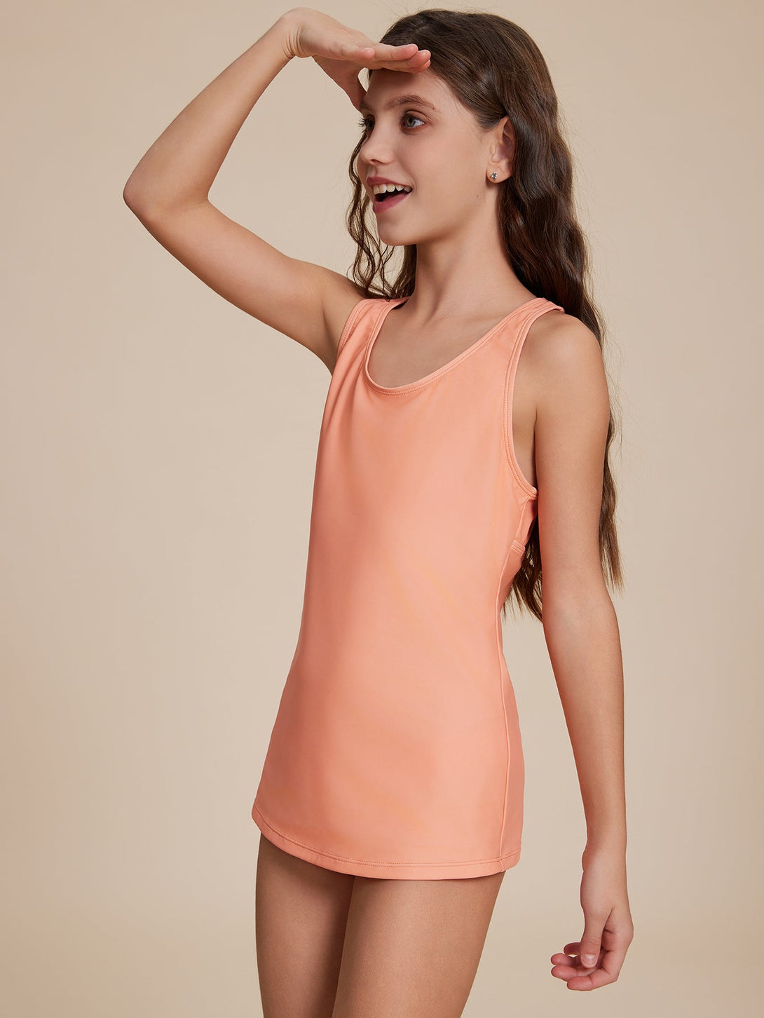 Coral Simple Skirted Swimsuit - Stylr