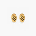 Waterproof Croissant Dome Stud Earrings - Gold