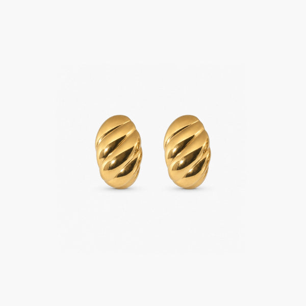 Wasserfeste Croissant Dome Ohrstecker - Gold