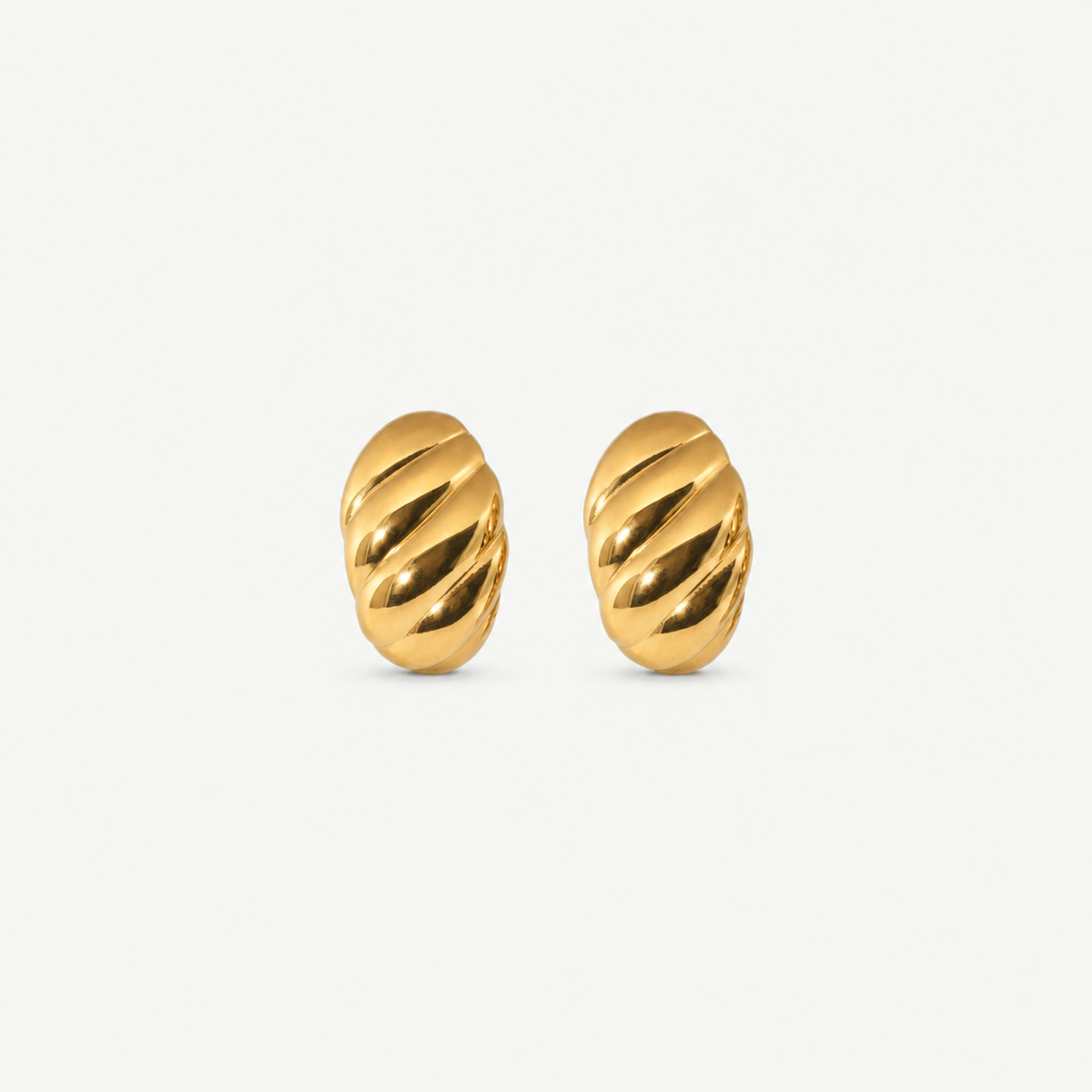 Waterproof Croissant Dome Stud Earrings - Gold