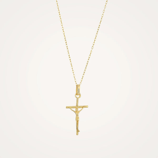 Hypoallergenic 14k Gold Plated Crucifix Pendant Necklace