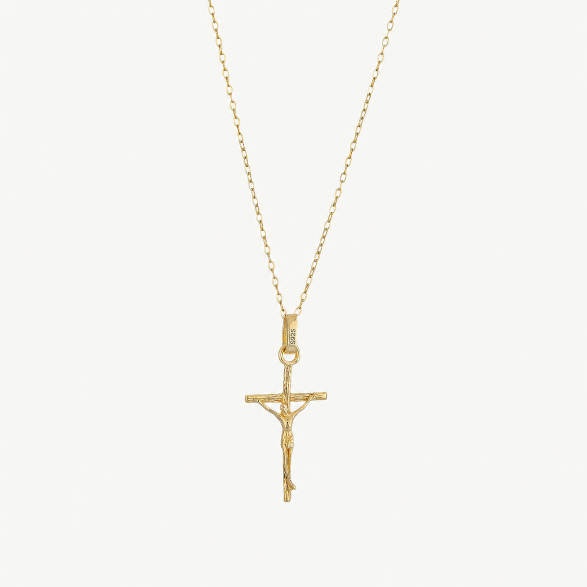 Hypoallergenic 14k Gold Plated Crucifix Pendant Necklace