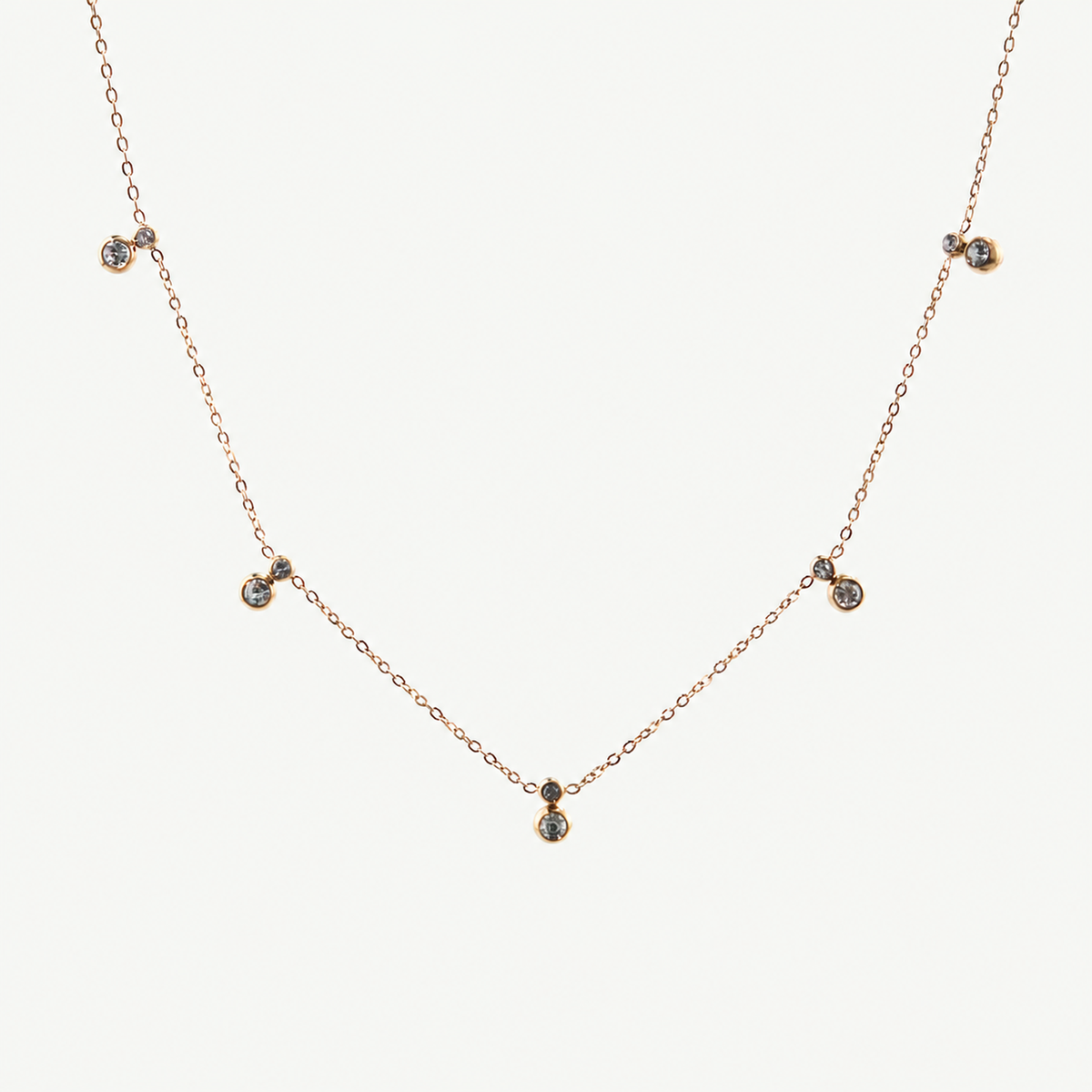 Crystal Bezel Station Necklace
