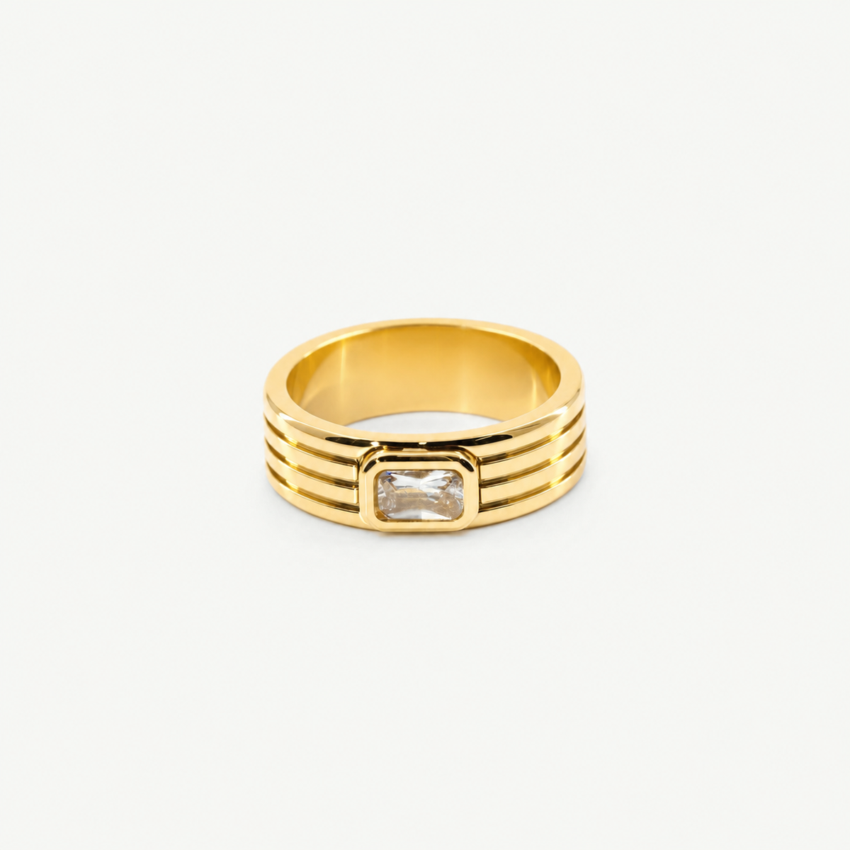 Crystal Ribbed Ring