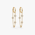 Crystal Chain Hoop Earrings - Waterproof Gold Hoops
