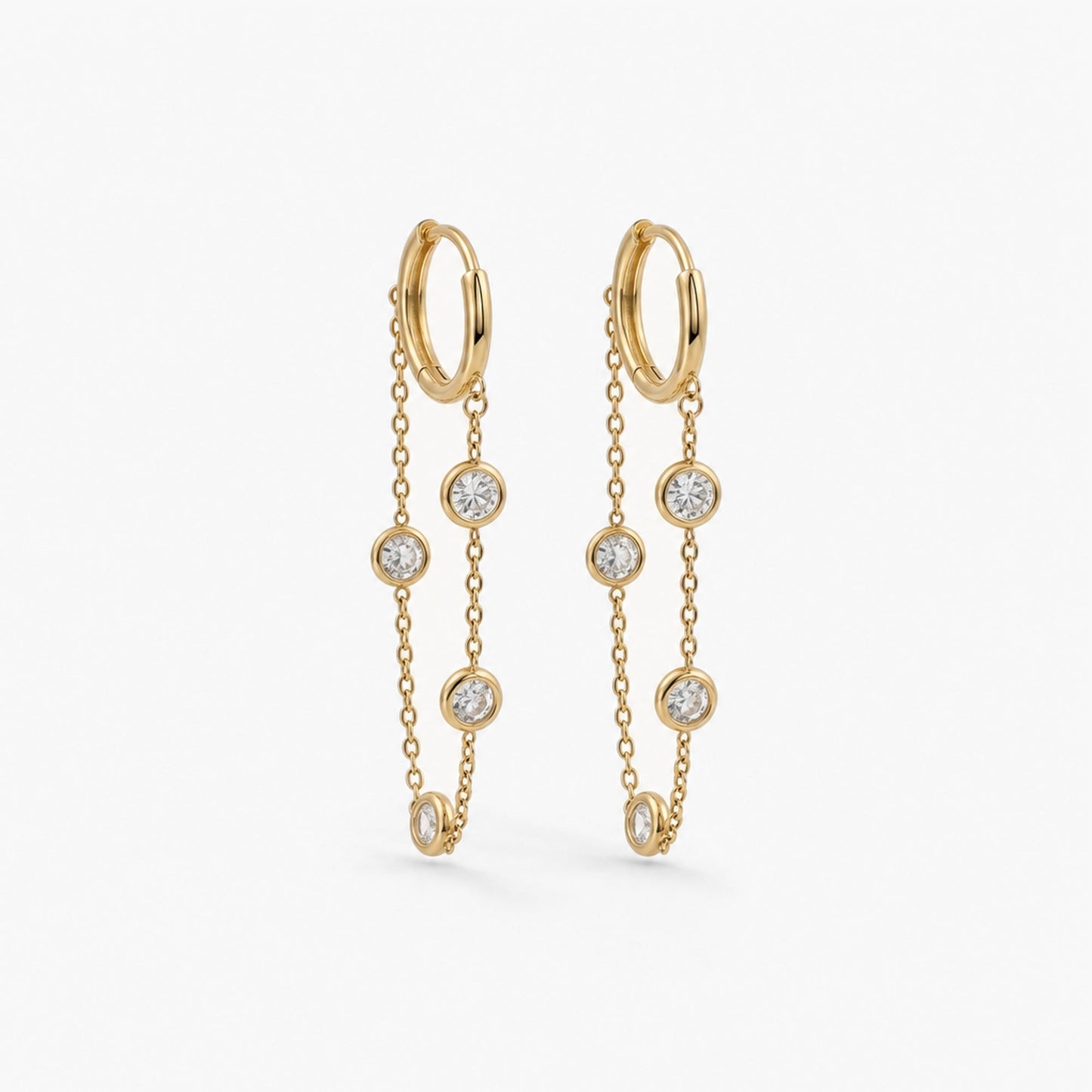 crystal chain hoop earrings