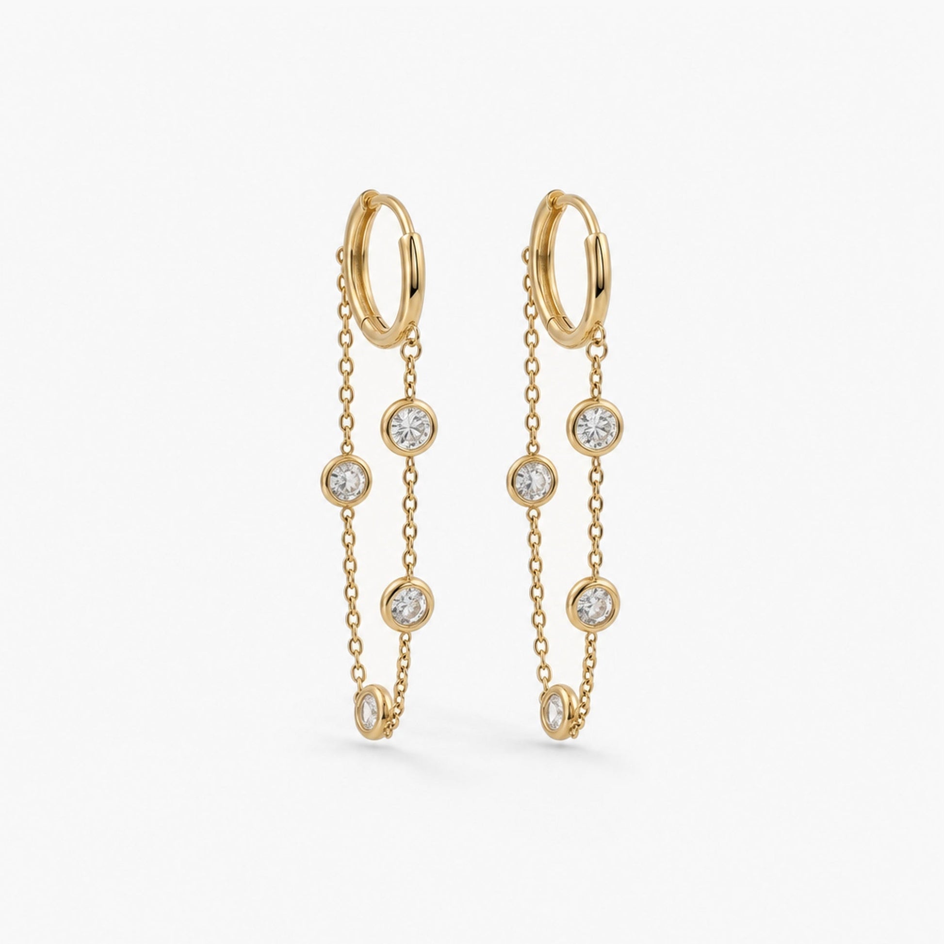 crystal chain hoop earrings