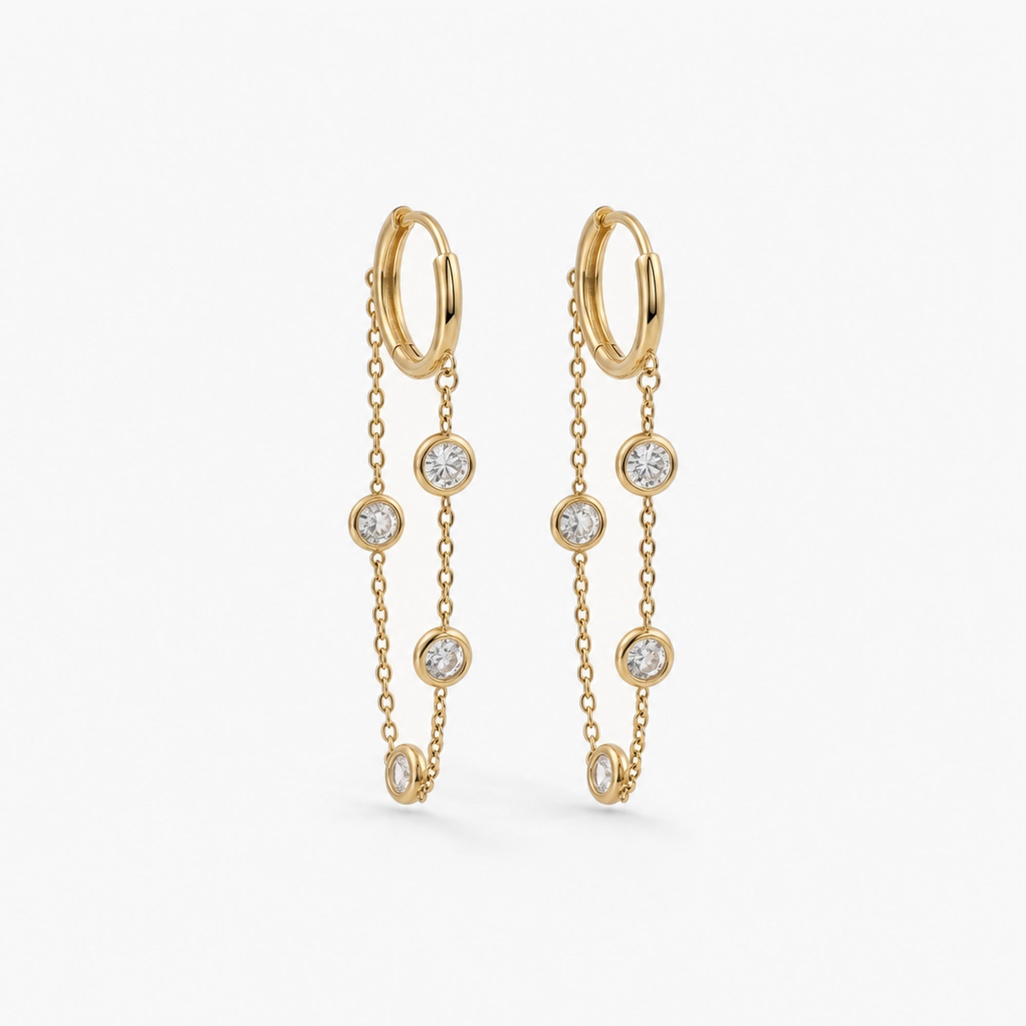 crystal chain hoop earrings